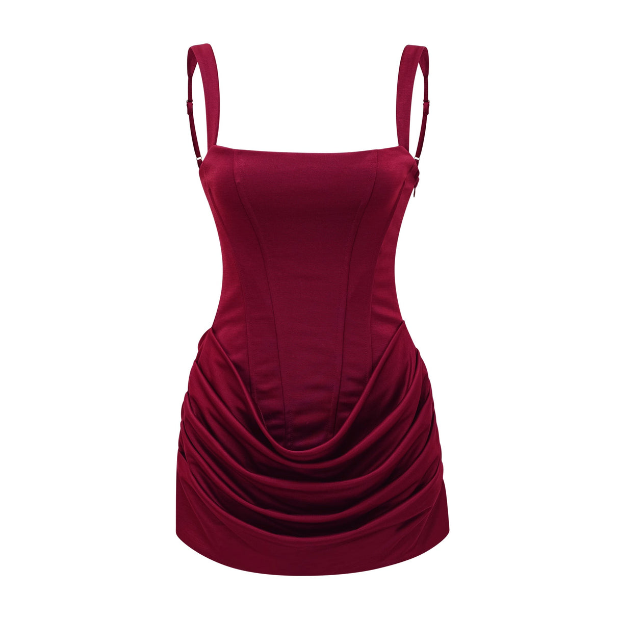 Aurohaya Paulette Red Ruched Bodycon Mini Dress