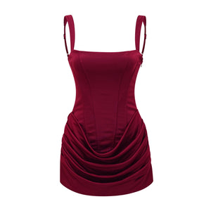 Aurohaya Paulette Red Ruched Bodycon Mini Dress