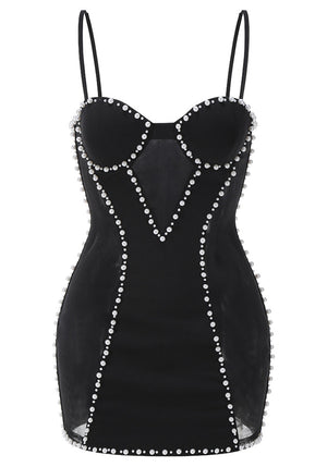 Pearl Corset Dress Black