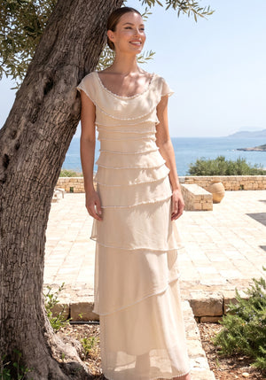Pearl Layers Maxi Dress Ivory