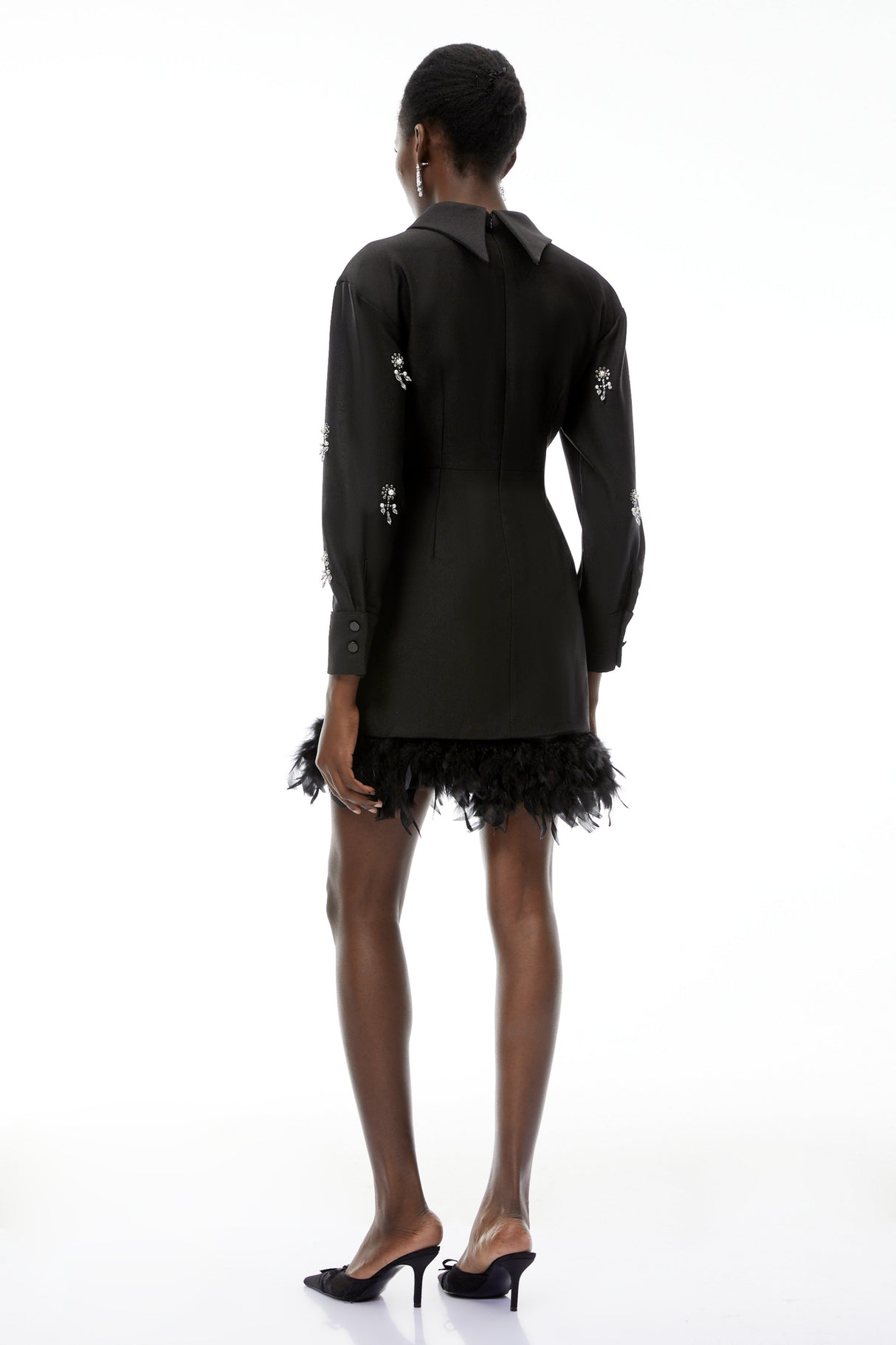 Aurohaya Penelope Black Floral Embellished Mini Dress