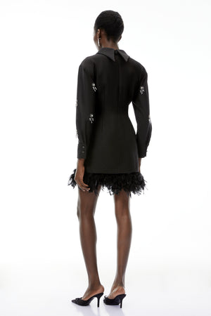 Aurohaya Penelope Black Floral Embellished Mini Dress