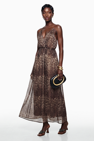 Aurohaya Peregrine Brown Leopard Print Maxi Dress