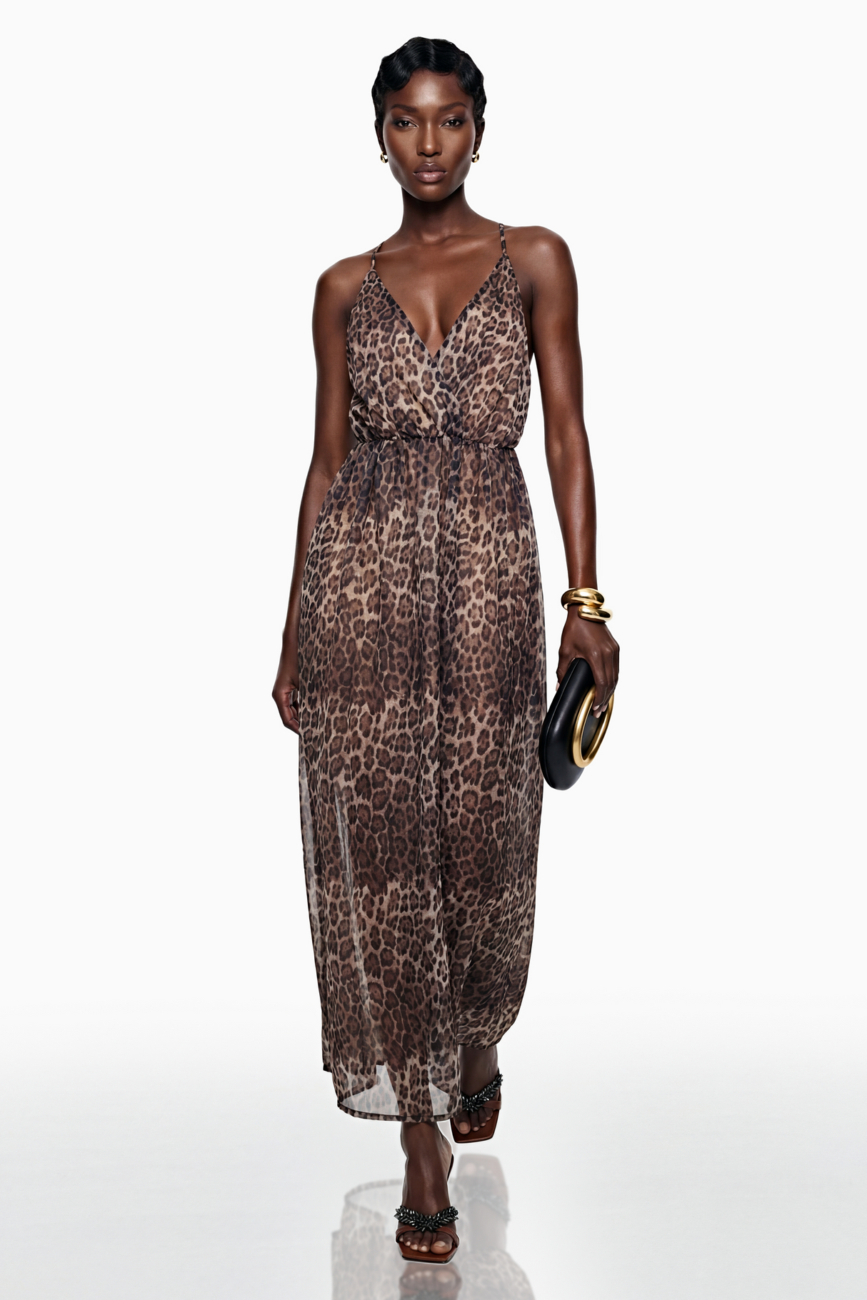 Aurohaya Peregrine Brown Leopard Print Maxi Dress