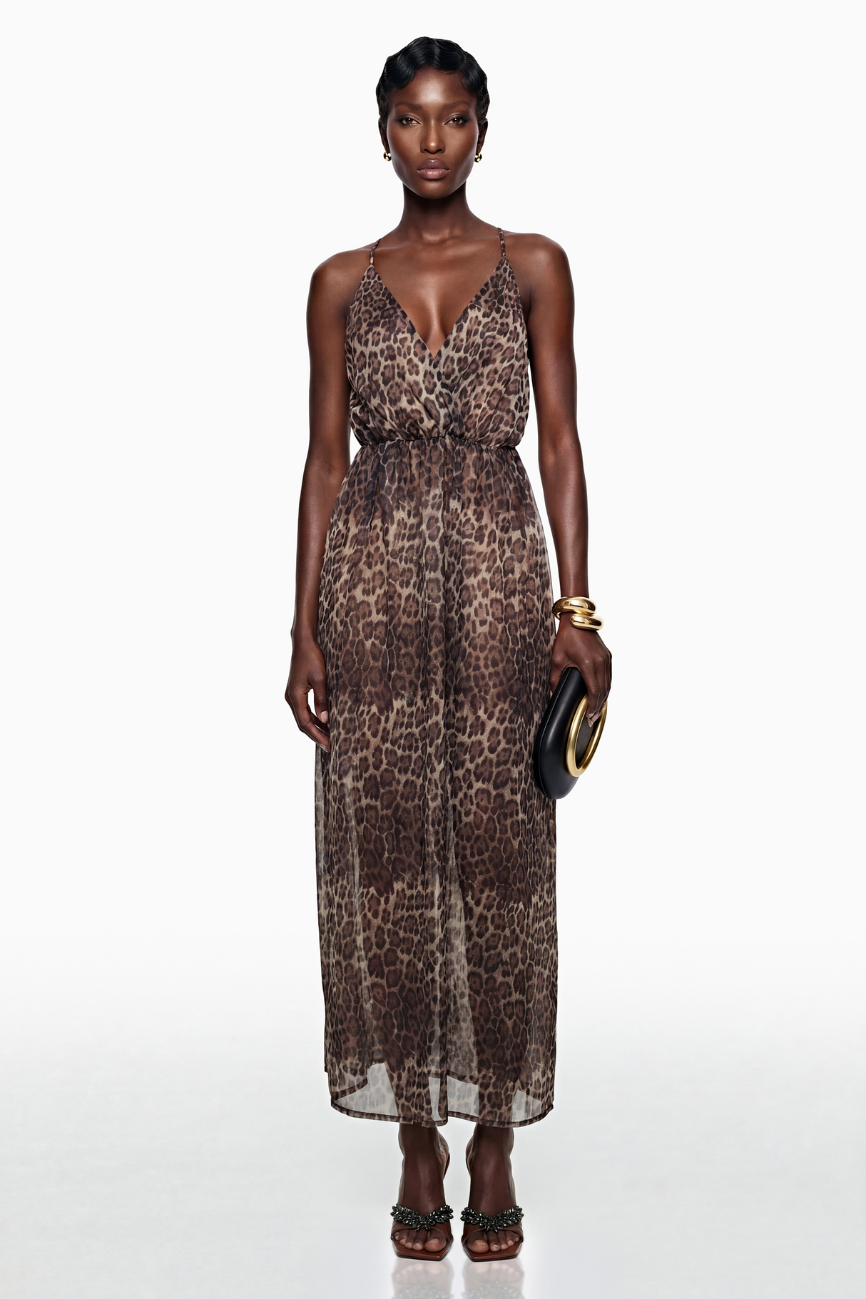 Aurohaya Peregrine Brown Leopard Print Maxi Dress