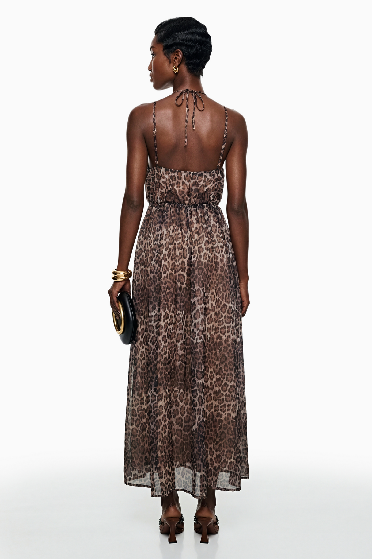 Aurohaya Peregrine Brown Leopard Print Maxi Dress