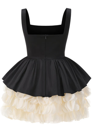 Petal Detail A Line Dress Black Ivory