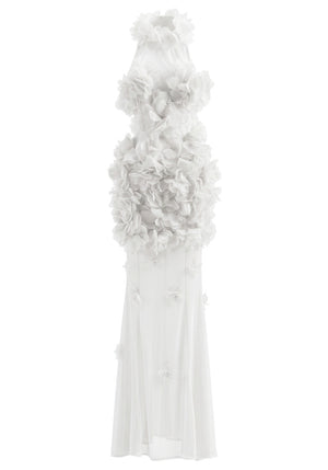 Petal Detail Maxi Dress White