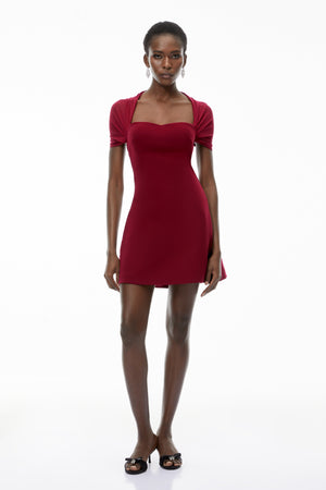 Aurohaya Phoebe Red Sweetheart Neckline Mini Dress