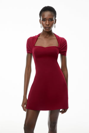 Aurohaya Phoebe Red Sweetheart Neckline Mini Dress
