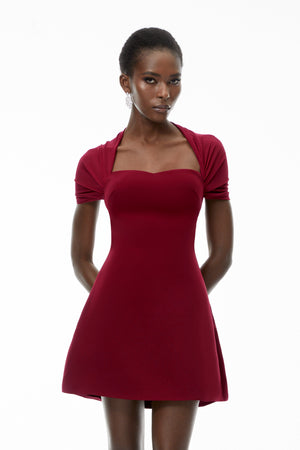 Aurohaya Phoebe Red Sweetheart Neckline Mini Dress