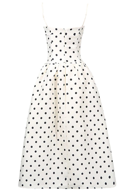 Polka Dot A Line Midi Dress Ivory