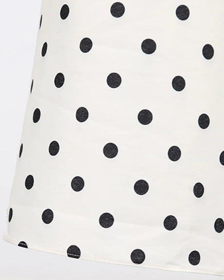 Polka Dot A Line Midi Dress Ivory