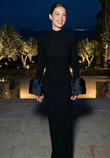 Puff Sleeve Maxi Dress Black