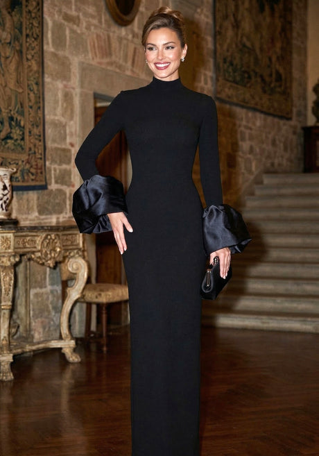 Puff Sleeve Maxi Dress Black