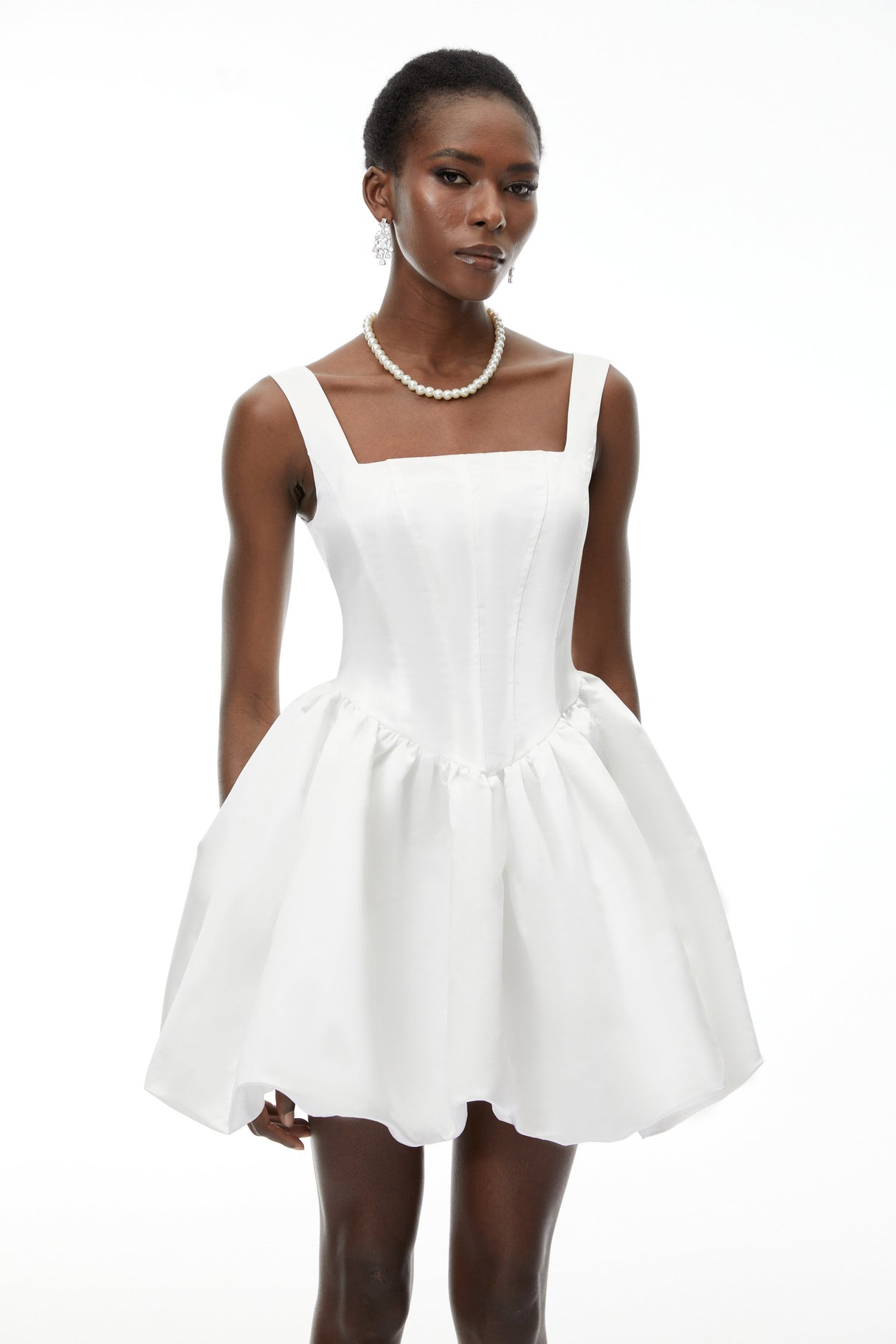 Aurohaya Quitterie White Off Shoulder Mini Dress