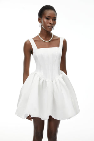 Aurohaya Quitterie White Off Shoulder Mini Dress
