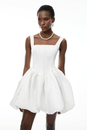 Aurohaya Quitterie White Off Shoulder Mini Dress