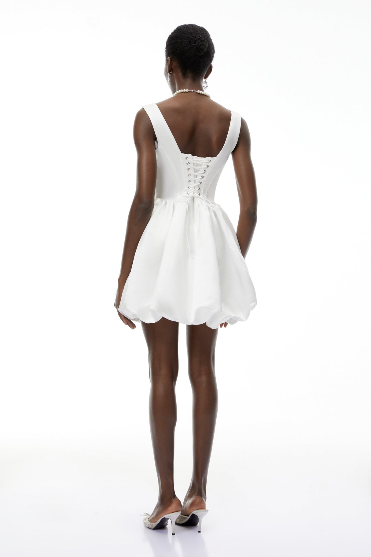 Aurohaya Quitterie White Off Shoulder Mini Dress