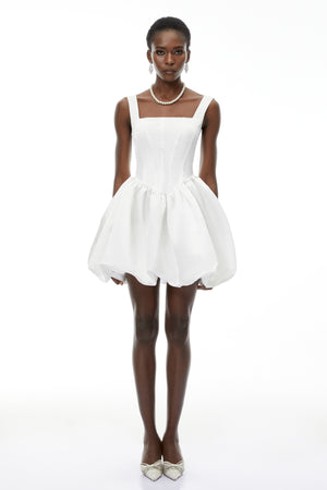 Aurohaya Quitterie White Off Shoulder Mini Dress