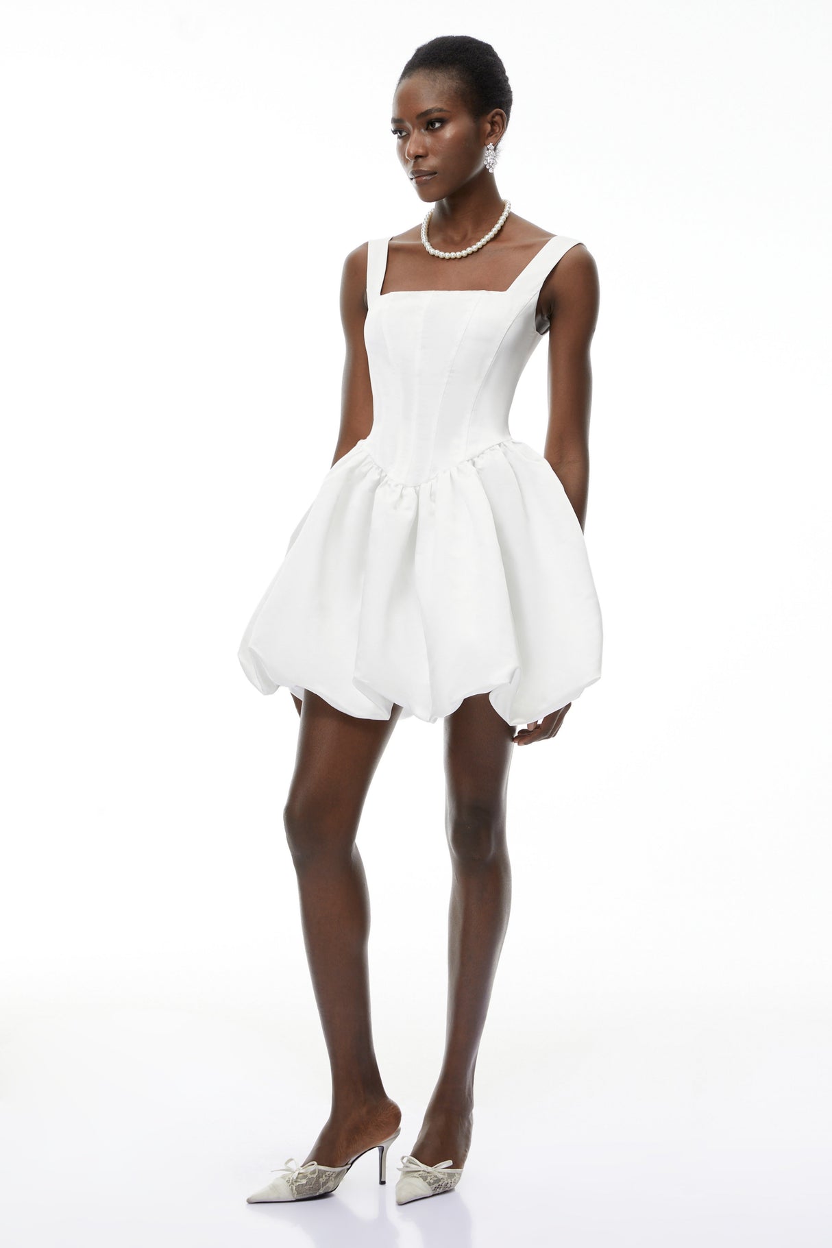 Aurohaya Quitterie White Off Shoulder Mini Dress