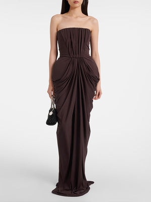 Aurohaya Iphigénie Strapless Draped Maxi Dress