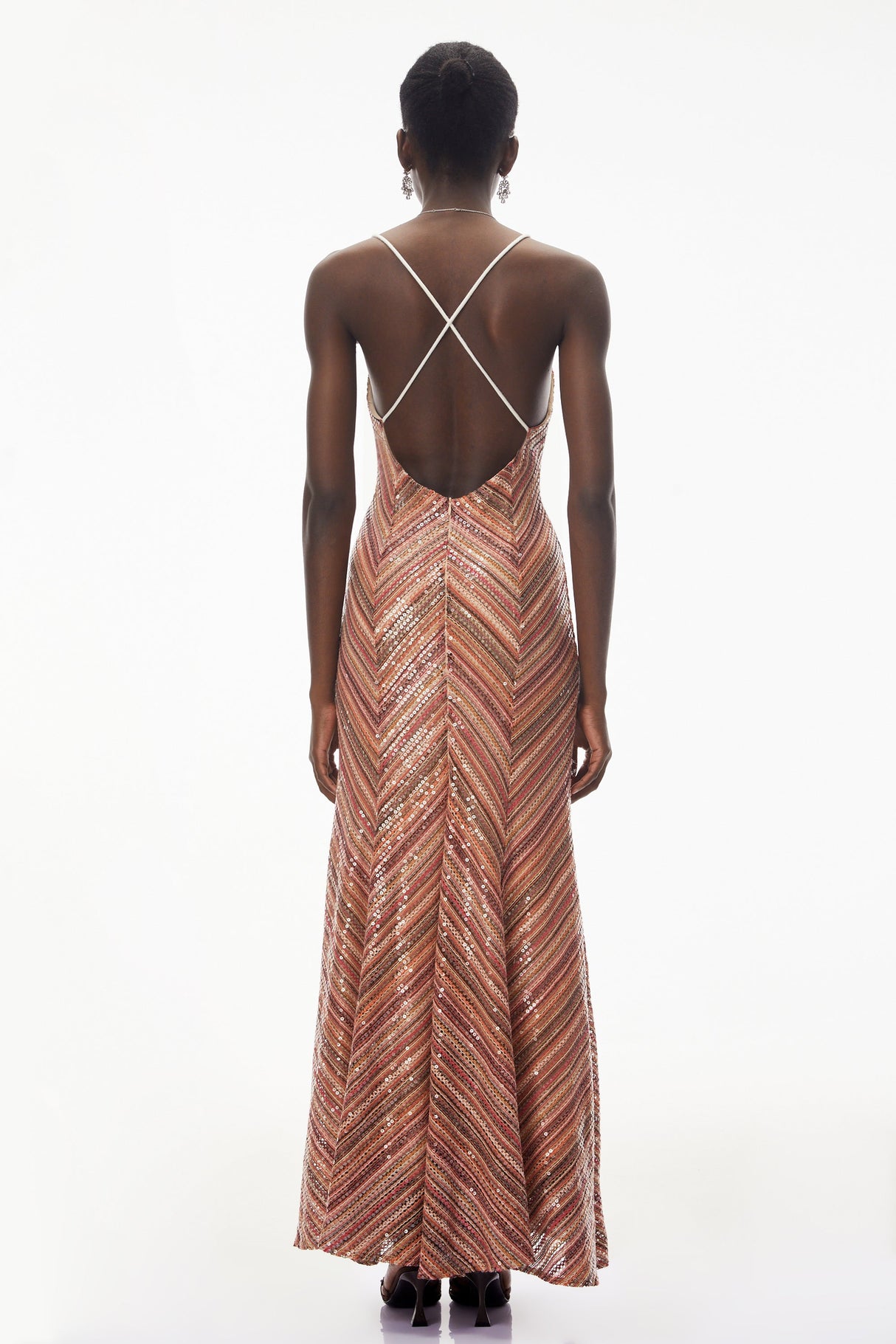 Aurohaya Raisa Red Striped Pattern Maxi Dress