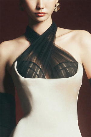 Aurohaya Ronit Champagne Satin Maxi Dress with Tulle Panels