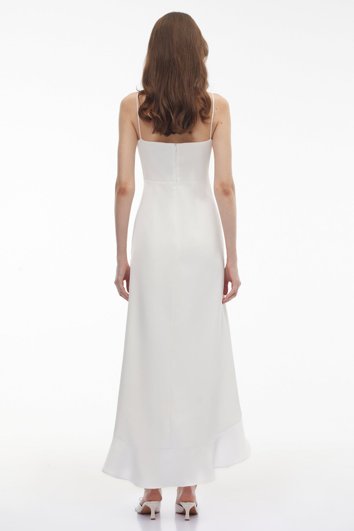 Aurohaya Rosie White Ruffled Maxi Dress with 3D Floral
