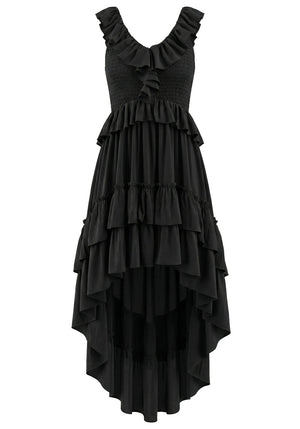Ruffle High Low Dress Black