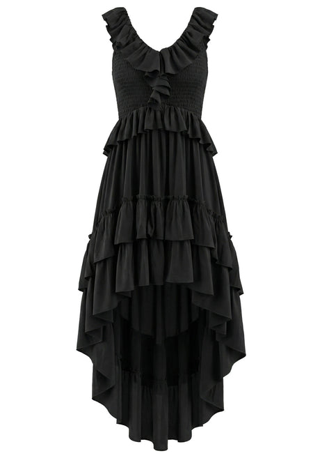 Ruffle High Low Dress Black
