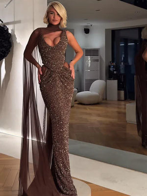 Aurohaya Juliette Sequin Cut Out Maxi Dress