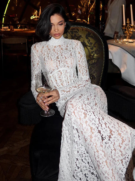 Aurohaya Charline Lace Corset Maxi Dress