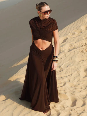 Aurohaya Joséphine Hollow Out Maxi Dress