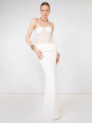 Aurohaya Cécile Corset Strapless Maxi Dress