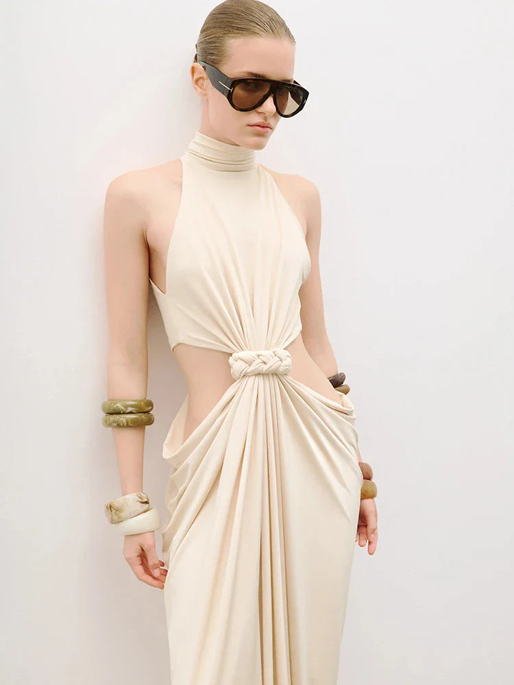 Aurohaya Séraphine Twist-Cutout Maxi Dress