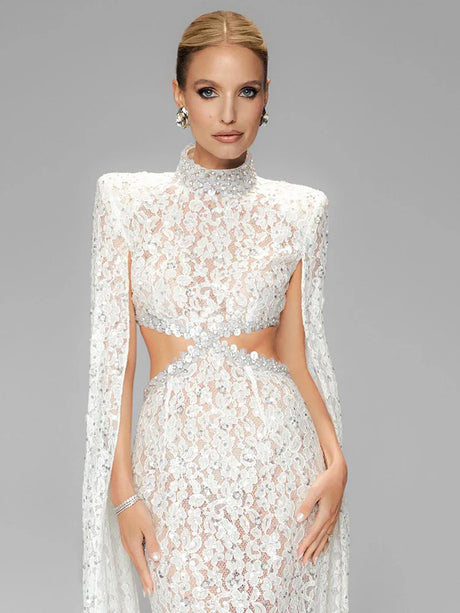 Aurohaya Héloïse Lace Evening Maxi Dress