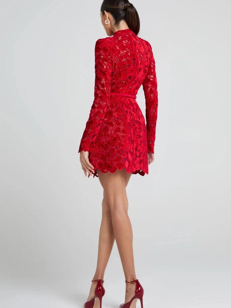 Aurohaya Violette Lace Long Sleeve Mini Dress