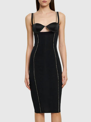Aurohaya Léonore Bodycon Midi Dress Black
