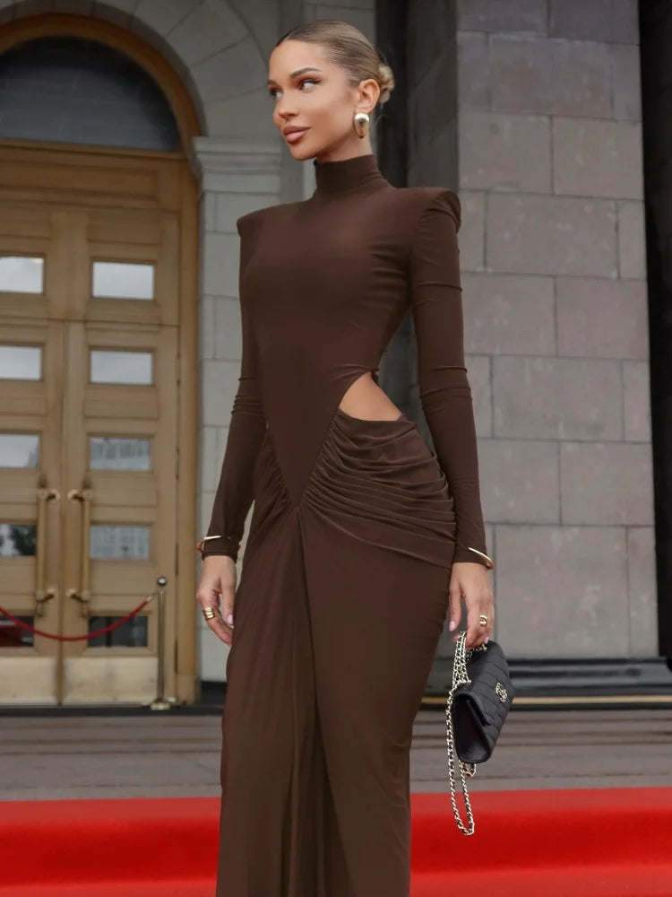 Aurohaya Céline High Neck Maxi Dress