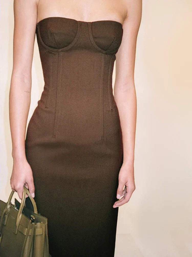 Aurohaya Brielle Strapless Bodycon Maxi Dress