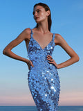 Aurohaya Éliane Sequin Evening Maxi Dress