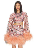Aurohaya Rosamonde Sequin Two Piece Set Mini Dress Pink