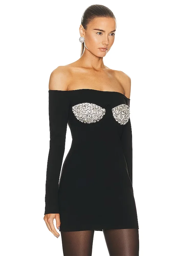 Aurohaya Émeraude Off Shoulder Mini Dress