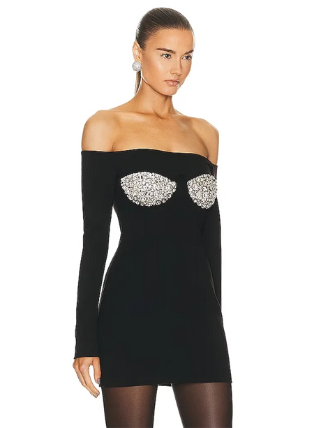 Aurohaya Émeraude Off Shoulder Mini Dress