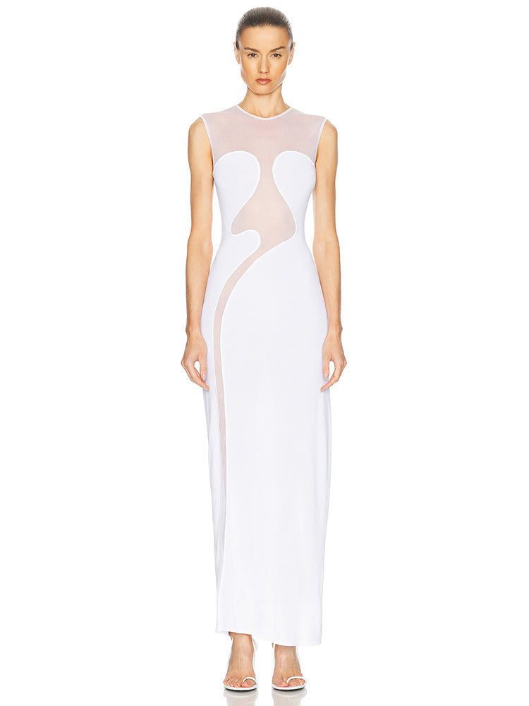 Aurohaya Louise Halter Maxi Dress WHITE