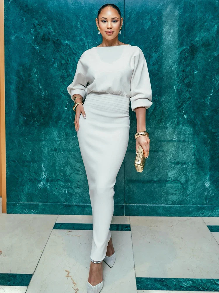 Aurohaya Édith Long Sleeve Knit Maxi Dress