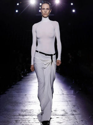 Aurohaya Perline Long Sleeve Turtleneck Maxi Dress White