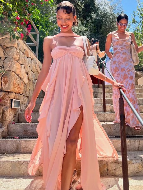 Aurohaya Éléna Halter Backless Maxi Dress