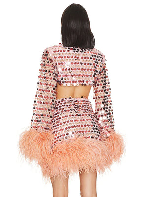 Aurohaya Rosamonde Sequin Two Piece Set Mini Dress